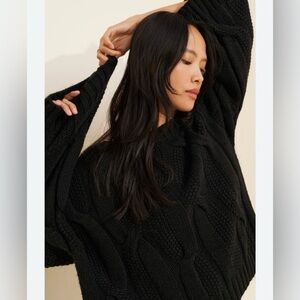 Lush Black Chunky Knit Sweater Size XL